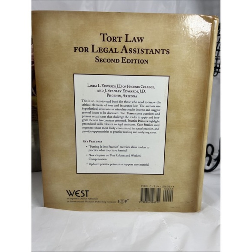 Tort Law for Legal Assistants by Linda Edwards Stanley; Edwards Second Edition - Picture 4 of 8